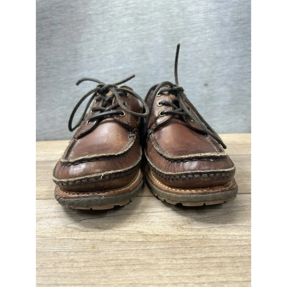 FRYE Nolan Brown Leather Moc Toe Boat Shoes Men's 8D,Mexico Double Bottom Sole